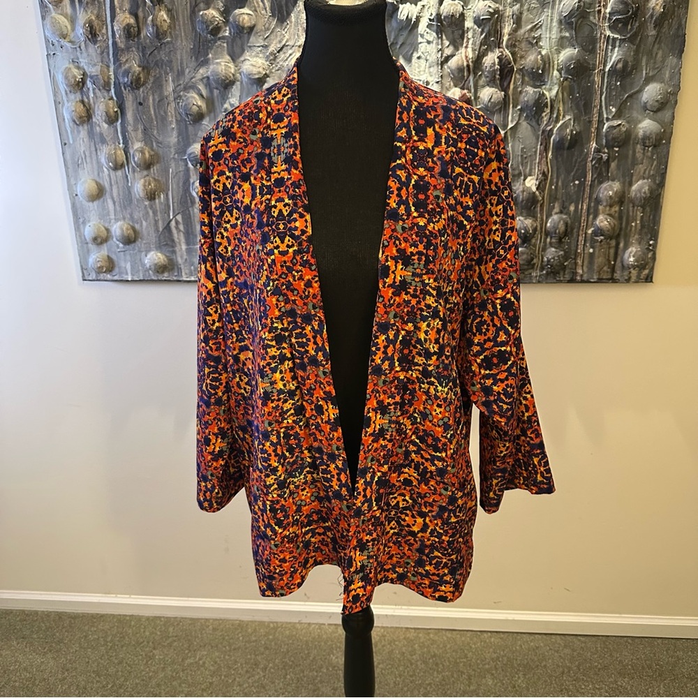 Vibrant Floral Pattern Button Up In Orange & Navy - ASOS Sz 8